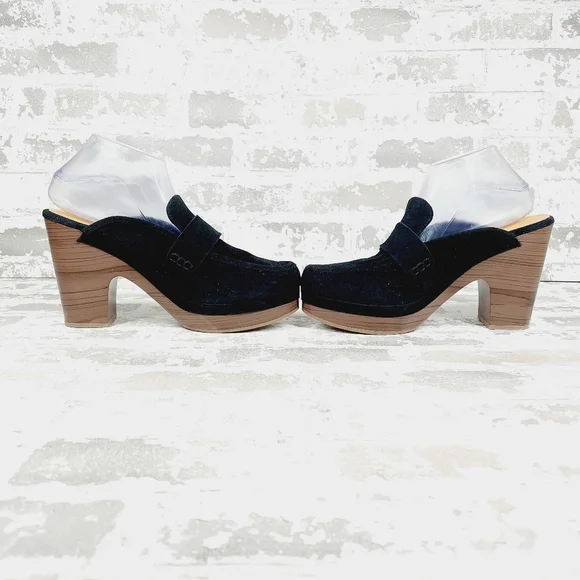 New Splendid Vina Black Suede Platform Slip On Clogs E101 - Picture 7 of 13